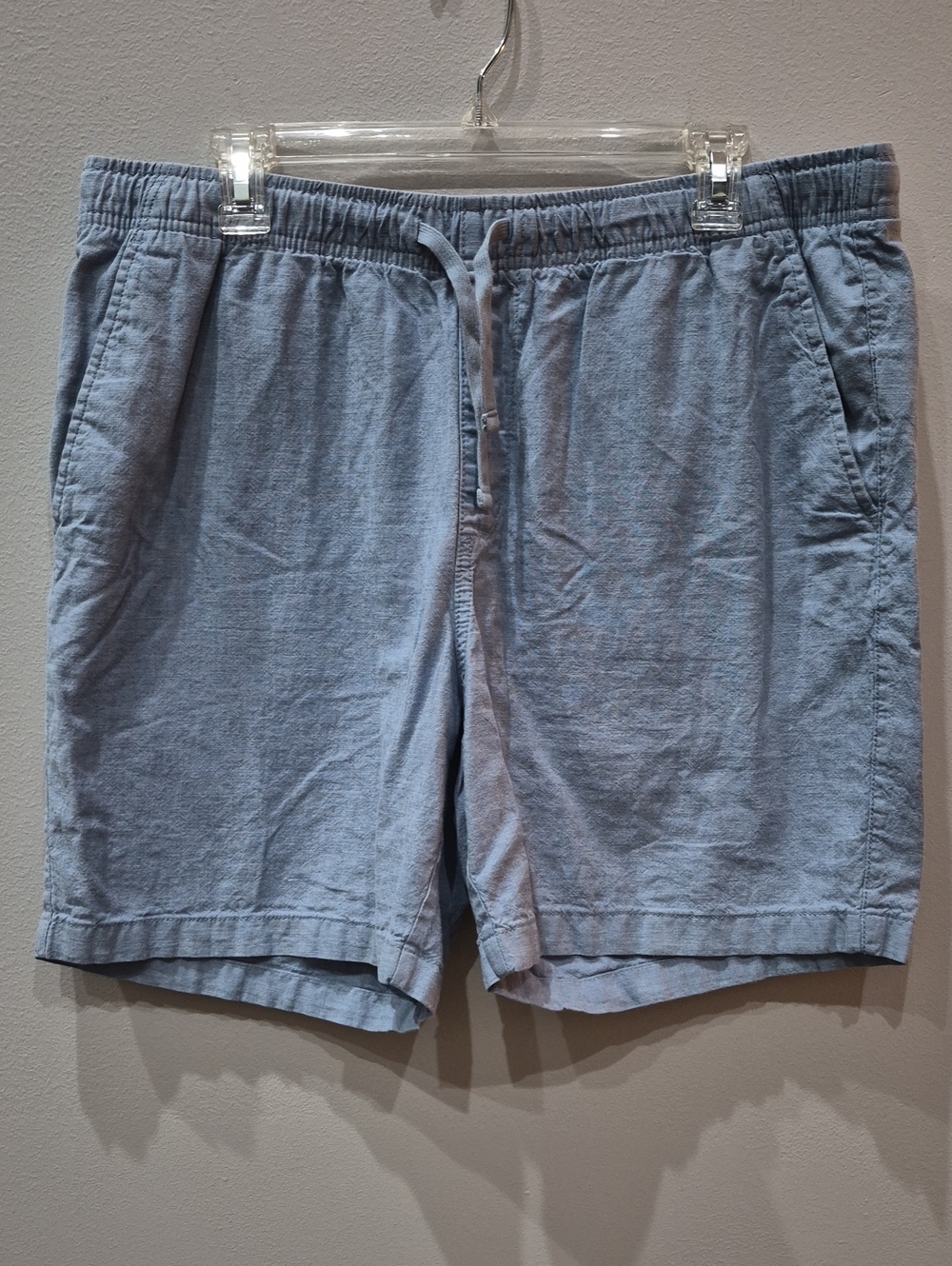 Old Navy Chambray Drawstring Casual Mens L Shorts Linen Cotton Nautical Vacation